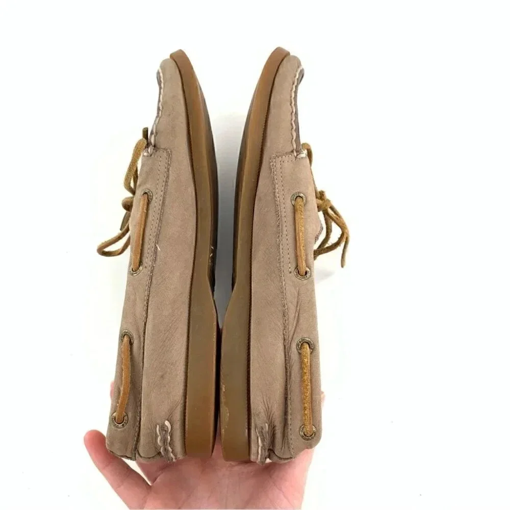 Sperry 8 womens brown leather boat shoes lace up nautical preppy